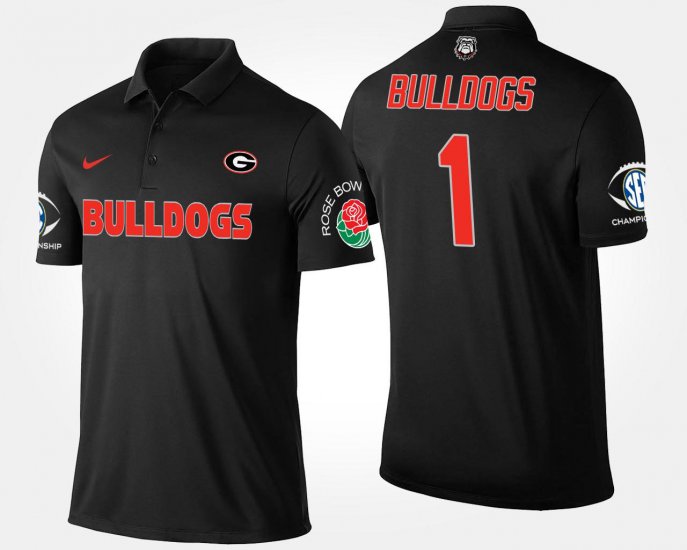 #1 Bowl Game Georgia Bulldogs No.1 Southeastern Conference Rose Bowl Name and Number Men Black Polo 256992-306