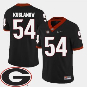 #54 Brandon Kublanow College Football Georgia Bulldogs 2018 SEC Patch Men Black Jersey 517954-445