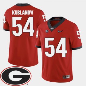 #54 Brandon Kublanow College Football Georgia Bulldogs 2018 SEC Patch Men's Red Jersey 366636-879