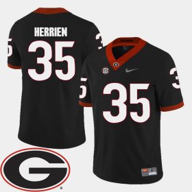 #35 Brian Herrien College Football University of Georgia 2018 SEC Patch Mens Black Jersey 473939-780