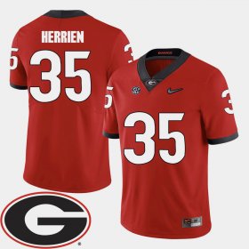 #35 Brian Herrien College Football UGA 2018 SEC Patch Men Red Jersey 590075-768