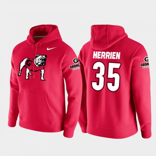 #35 Brian Herrien Vault Logo Club Georgia Bulldogs College Football Pullover Men\'s Red Hoodie 783568-566