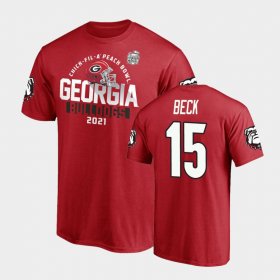 #15 Carson Beck 2021 Peach Bowl University of Georgia Men Red T-Shirt 799990-324 #15 Carson Beck 2021 Peach Bowl University of Georgia Men Red T-Shirt 799990-324