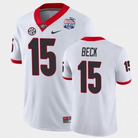 #15 Carson Beck 2021 Peach Bowl UGA Bulldogs College Football Mens White Jersey 142871-854