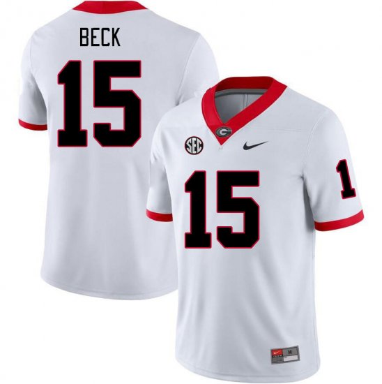 #15 Carson Beck Game Georgia Bulldogs College Football Men\'s White Jersey 258327-604