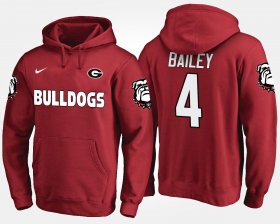 #4 Champ Bailey Name and Number Georgia Men's Red Hoodie 460085-207 #4 Champ Bailey Name and Number Georgia Men's Red Hoodie 460085-207