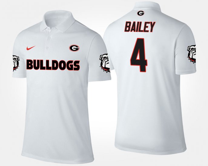 #4 Champ Bailey Name and Number UGA Bulldogs Men\'s White Polo 187644-479