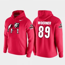 #89 Charlie Woerner Vault Logo Club Georgia College Football Pullover Mens Red Hoodie 299252-248 #89 Charlie Woerner Vault Logo Club Georgia College Football Pullover Mens Red Hoodie 299252-248