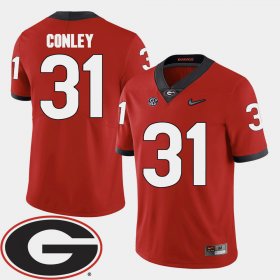 #31 Chris Conley College Football Georgia 2018 SEC Patch Men Red Jersey 113290-571