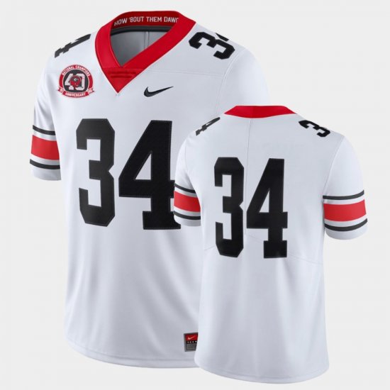 #34 College Limited Football UGA Bulldogs 1980 National Champions 40th Anniversary Men White Jersey 435033-931