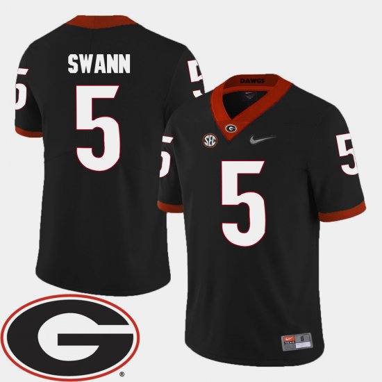 #5 Damian Swann College Football UGA Bulldogs 2018 SEC Patch Mens Black Jersey 948934-995