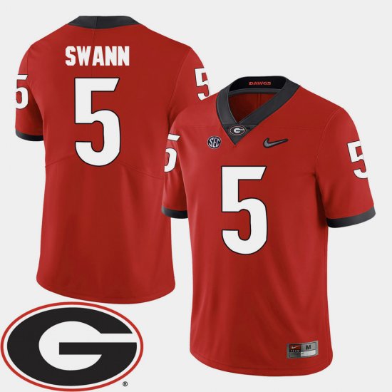 #5 Damian Swann College Football UGA 2018 SEC Patch Mens Red Jersey 196066-539