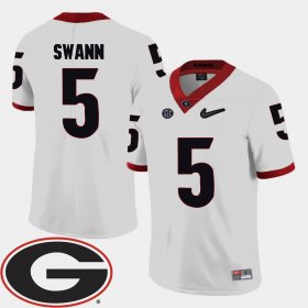 #5 Damian Swann College Football University of Georgia 2018 SEC Patch Men White Jersey 778569-925