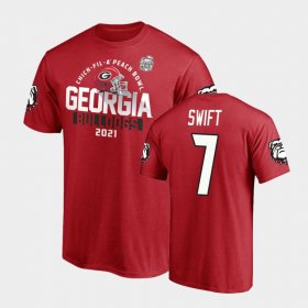 #7 D'Andre Swift 2021 Peach Bowl UGA Bulldogs Mens Red T-Shirt 197156-583