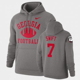 #7 D'Andre Swift Retro Football UGA Bulldogs Pullover Mens Heathered Gray Hoodie 509519-429 #7 D'Andre Swift Retro Football UGA Bulldogs Pullover Mens Heathered Gray Hoodie 509519-429