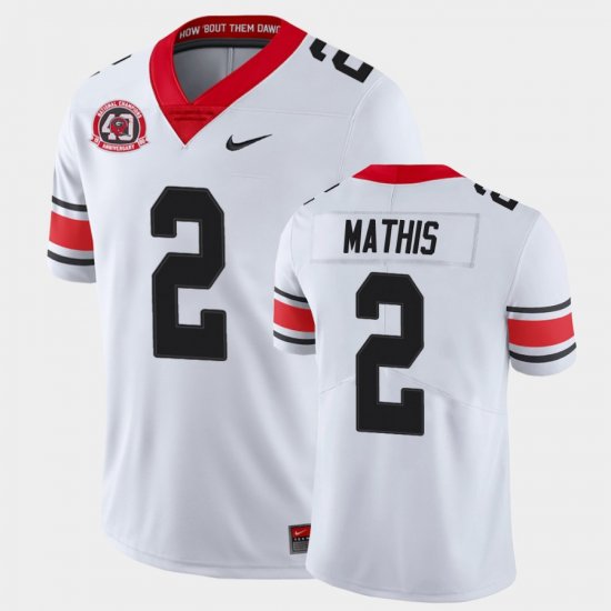 #2 D\'Wan Mathis College Football Georgia 40th Anniversary Alternate Mens White Jersey 383475-840