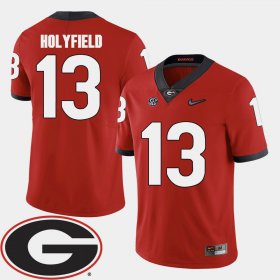 #13 Elijah Holyfield College Football University of Georgia 2018 SEC Patch Men Red Jersey 368639-887