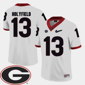 #13 Elijah Holyfield College Football UGA Bulldogs 2018 SEC Patch Men's White Jersey 723427-401