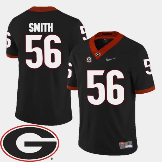 #56 Garrison Smith College Football University of Georgia 2018 SEC Patch Men Black Jersey 691575-323