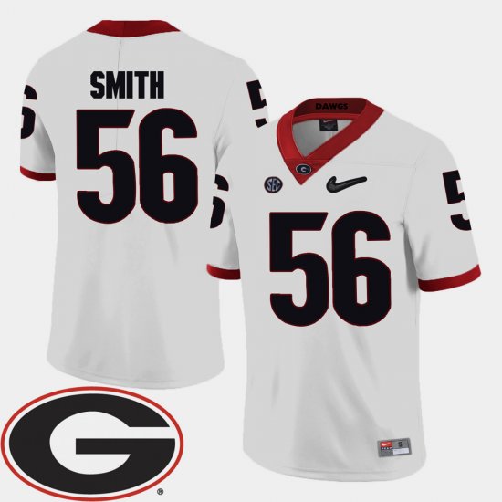 #56 Garrison Smith College Football University of Georgia 2018 SEC Patch Men White Jersey 526249-610