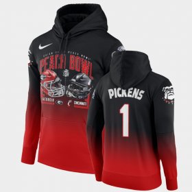 #1 George Pickens 2021 Peach Bowl UGA Bulldogs Gradient Men Red Hoodie 887823-340 #1 George Pickens 2021 Peach Bowl UGA Bulldogs Gradient Men Red Hoodie 887823-340