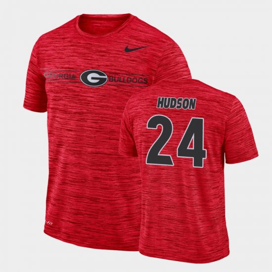 #24 Prather Hudson GFX Velocity University of Georgia Sideline Legend Performance Men\'s Red T-Shirt 717822-531