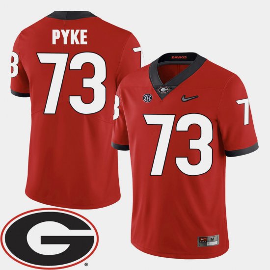 #73 Greg Pyke College Football UGA 2018 SEC Patch Men\'s Red Jersey 617074-326