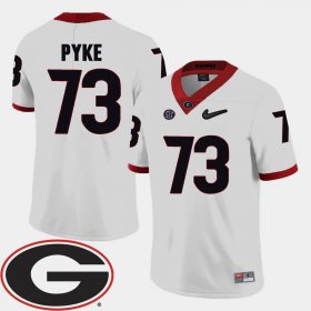 #73 Greg Pyke College Football Georgia Bulldogs 2018 SEC Patch Mens White Jersey 960440-298