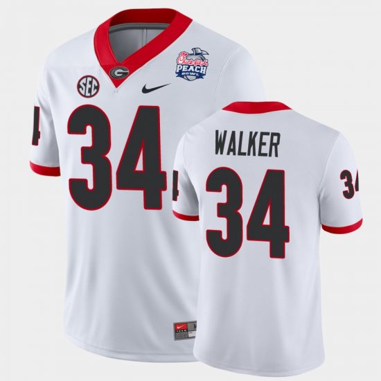 #34 Herchel Walker 2021 Peach Bowl UGA Bulldogs College Football Men White Jersey 937525-942