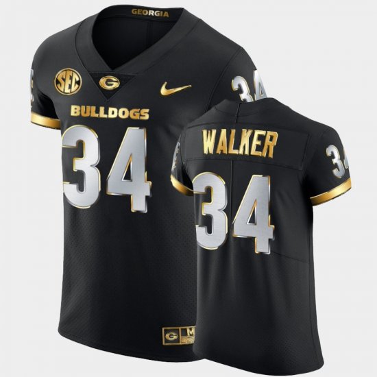 #34 Herchel Walker Golden Edition Georgia Bulldogs 2020-21 Authentic Men Black Jersey 226591-516