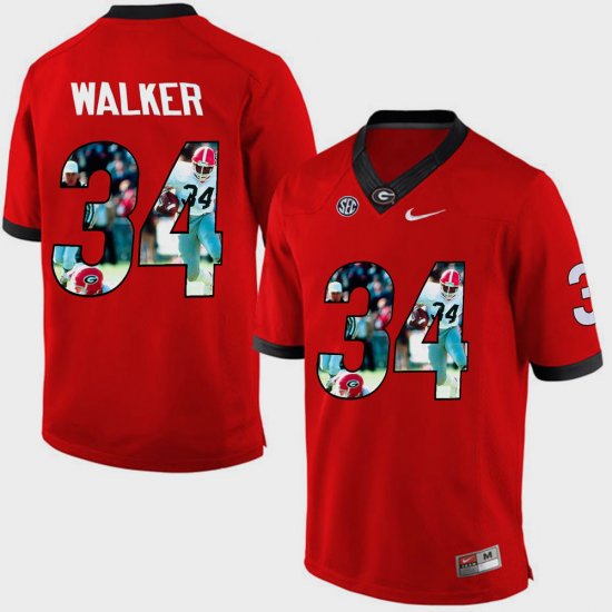 #34 Herchel Walker Pictorial Fashion UGA Men\'s Red Jersey 144136-357