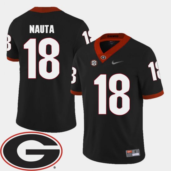 #18 Isaac Nauta College Football Georgia 2018 SEC Patch Men Black Jersey 593782-628