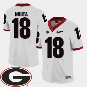 #18 Isaac Nauta College Football UGA Bulldogs 2018 SEC Patch Men's White Jersey 601301-312