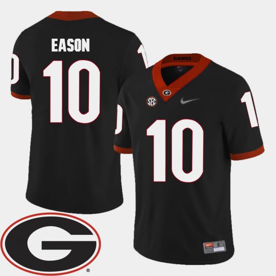 #10 Jacob Eason College Football Georgia 2018 SEC Patch Men Black Jersey 696857-597