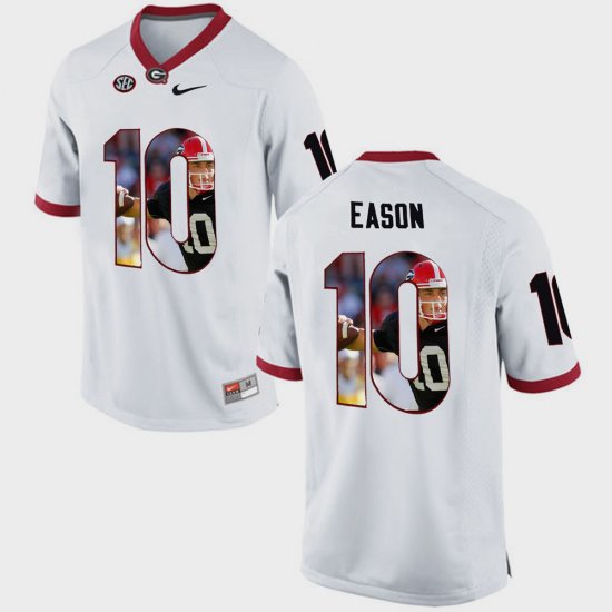 #10 Jacob Eason Pictorial Fashion Georgia Bulldogs Mens White Jersey 442738-192