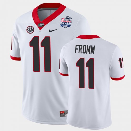 #11 Jake Fromm 2021 Peach Bowl UGA College Football Men\'s White Jersey 154088-985