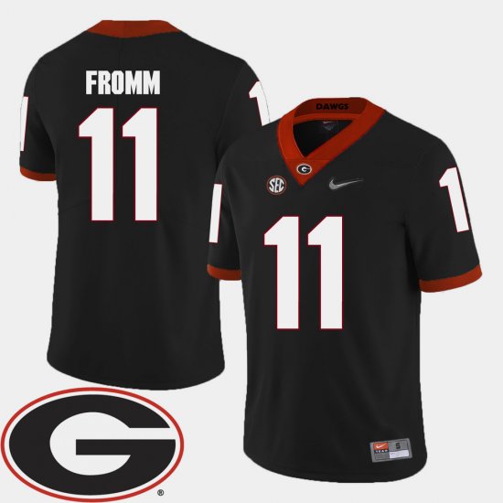 #11 Jake Fromm College Football UGA 2018 SEC Patch Men\'s Black Jersey 810373-214