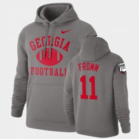#11 Jake Fromm Retro Football UGA Pullover Mens Heathered Gray Hoodie 535536-386 #11 Jake Fromm Retro Football UGA Pullover Mens Heathered Gray Hoodie 535536-386