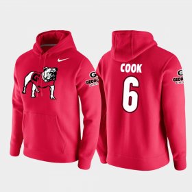 #6 James Cook Vault Logo Club University of Georgia College Football Pullover Mens Red Hoodie 892658-580 #6 James Cook Vault Logo Club University of Georgia College Football Pullover Mens Red Hoodie 892658-580