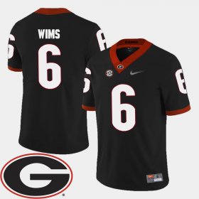 #6 Javon Wims College Football Georgia 2018 SEC Patch Mens Black Jersey 242396-314