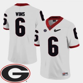 #6 Javon Wims College Football UGA 2018 SEC Patch Men's White Jersey 568029-215