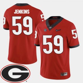 #59 Jordan Jenkins College Football UGA Bulldogs 2018 SEC Patch Men Red Jersey 423876-795