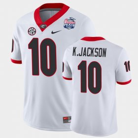 #10 Kearis Jackson 2021 Peach Bowl Georgia Bulldogs College Football Men White Jersey 297720-510