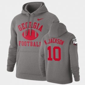 #10 Kearis Jackson Retro Football UGA Bulldogs Pullover Men's Heathered Gray Hoodie 914593-721 #10 Kearis Jackson Retro Football UGA Bulldogs Pullover Men's Heathered Gray Hoodie 914593-721