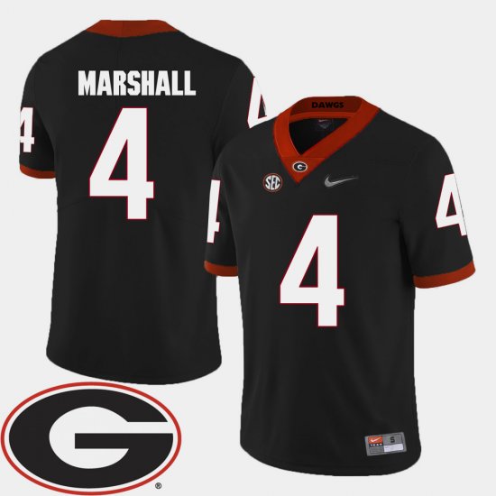 #4 Keith Marshall College Football UGA 2018 SEC Patch Men\'s Black Jersey 941055-559