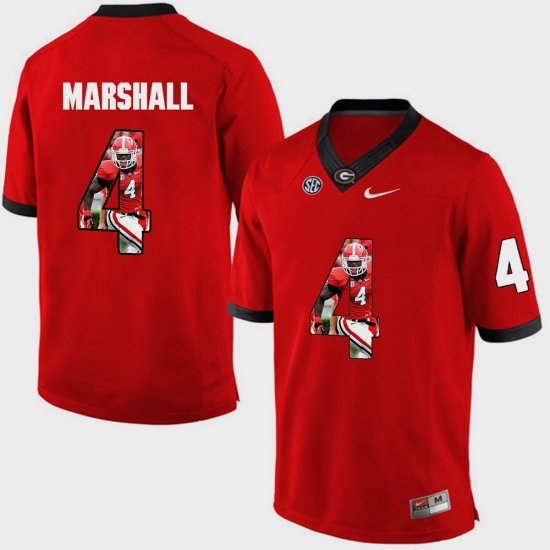 #4 Keith Marshall Pictorial Fashion UGA Men Red Jersey 675315-587