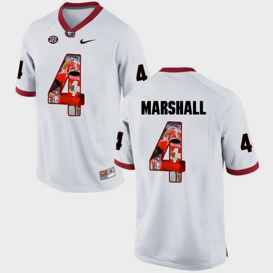 #4 Keith Marshall Pictorial Fashion University of Georgia Men\'s White Jersey 924093-320