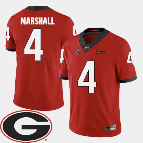 #4 Keith Marshall College Football UGA Bulldogs 2018 SEC Patch Men\'s Red Jersey 444590-174