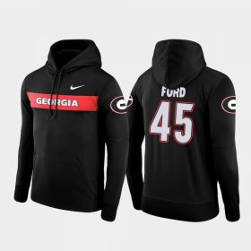 #45 Luke Ford Sideline Seismic UGA Bulldogs Football Performance Men's Black Hoodie 720764-236 #45 Luke Ford Sideline Seismic UGA Bulldogs Football Performance Men's Black Hoodie 720764-236