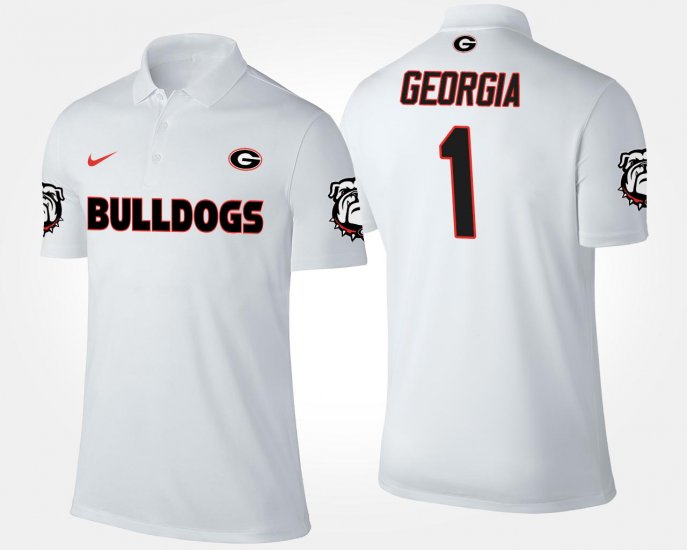 #1 Name and Number UGA No.1 Short Sleeve Men White Polo 407257-601